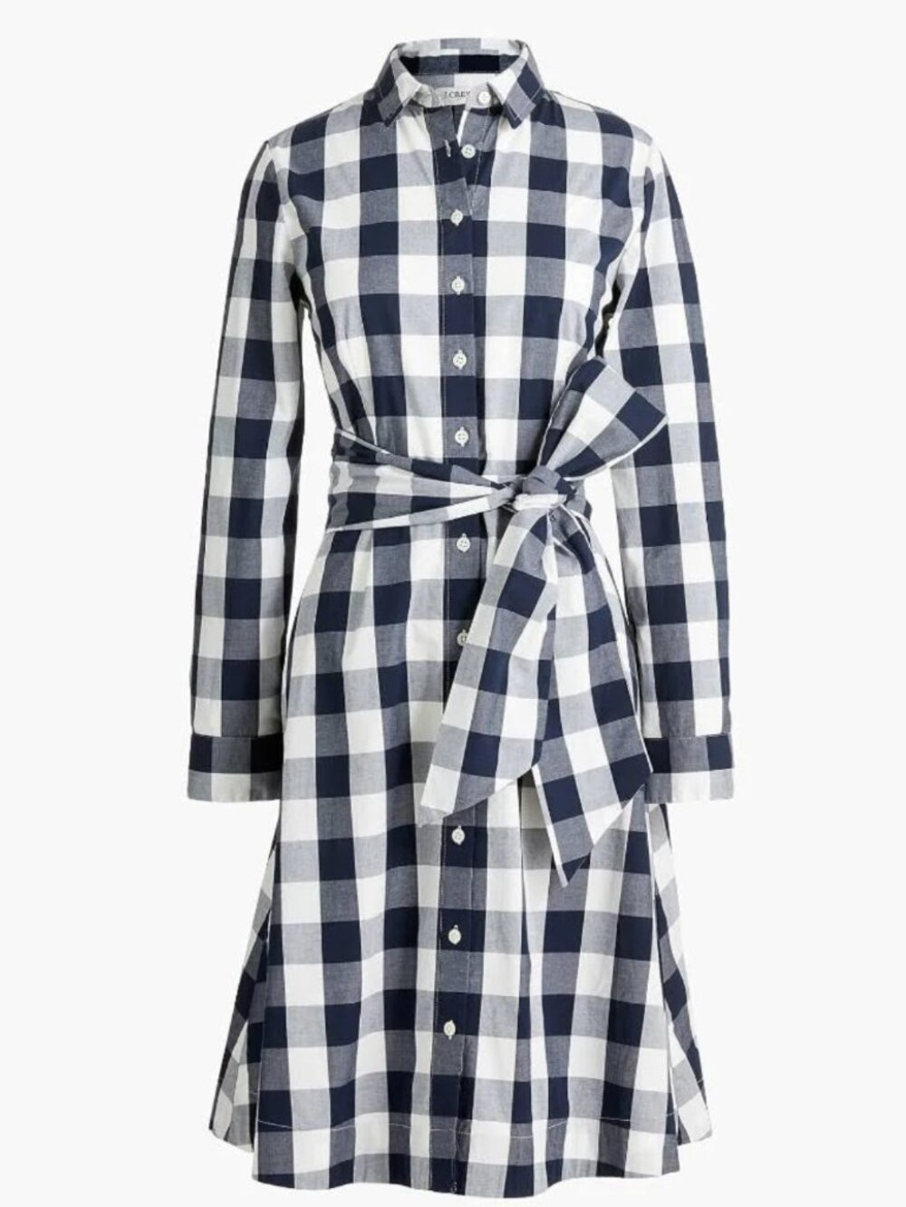 J.Crew Gingham Print Poplin A-Line Shirt Dress, Size 10, Stretch